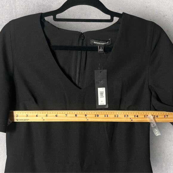New Banana Republic Flutter Sleeve Midi Dress Black Work Evening Women 6 - Picture 7 of 12